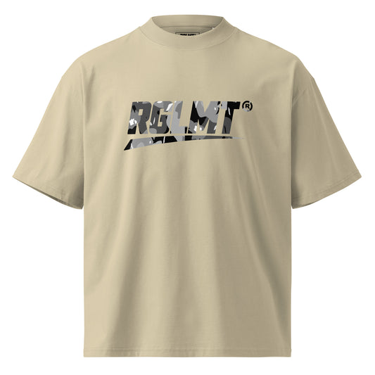 T-shirt oversize col montant pierre RGLMT, design Cendre – vue avant