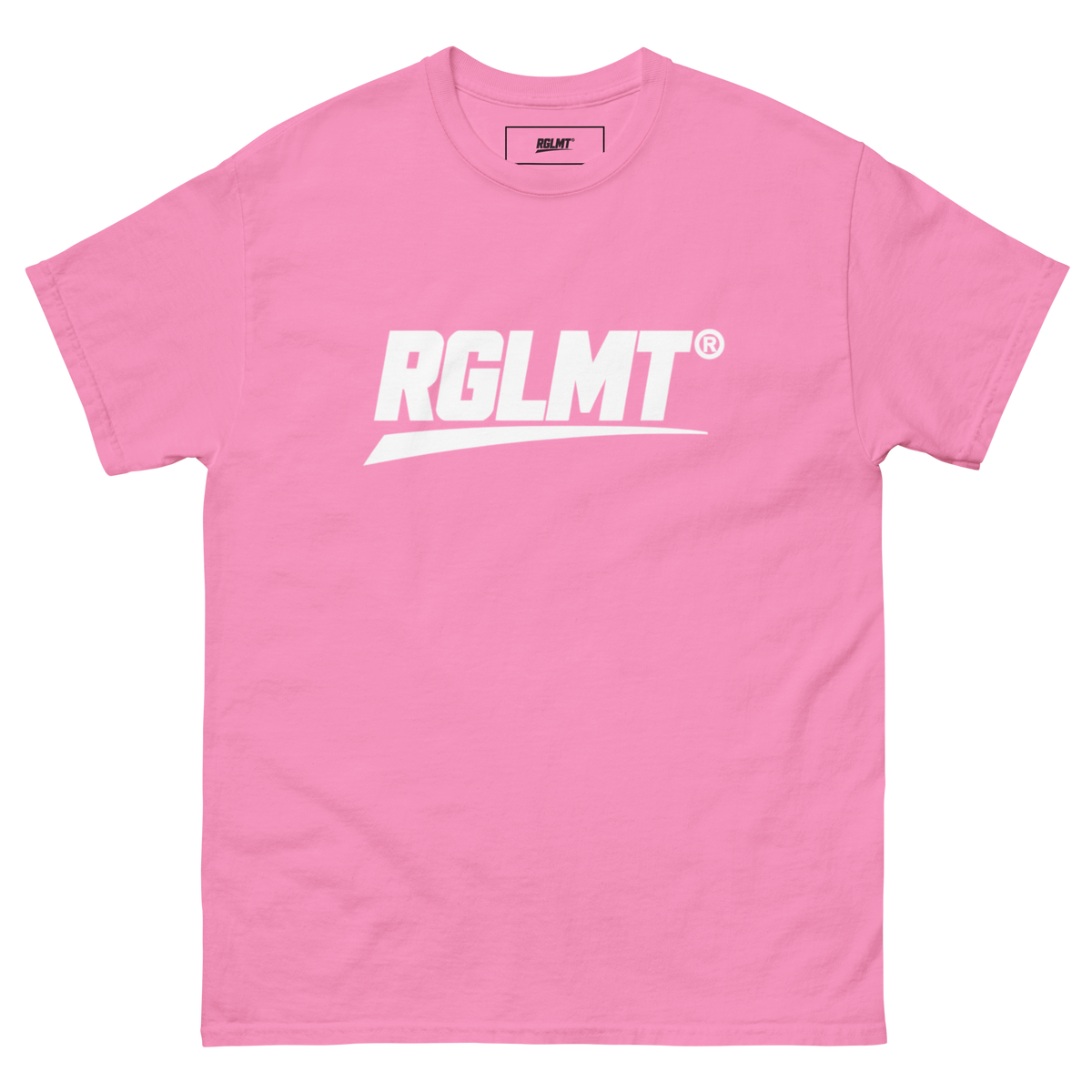 T-shirt Classic rose azalée RGLMT, design Blanc – vue avant
