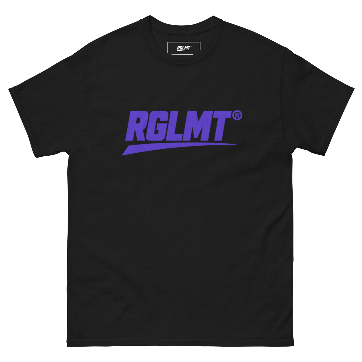 T-shirt Classic noir RGLMT, design Violet – vue avant