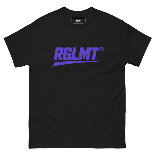 T-shirt Classic noir RGLMT, design Violet – vue avant