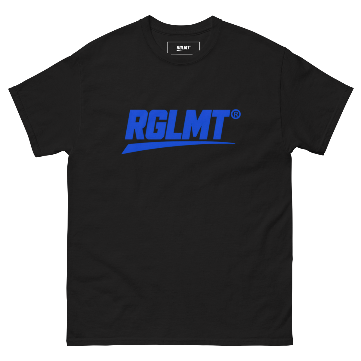 T-shirt Classic noir RGLMT, design Bleu – vue avant