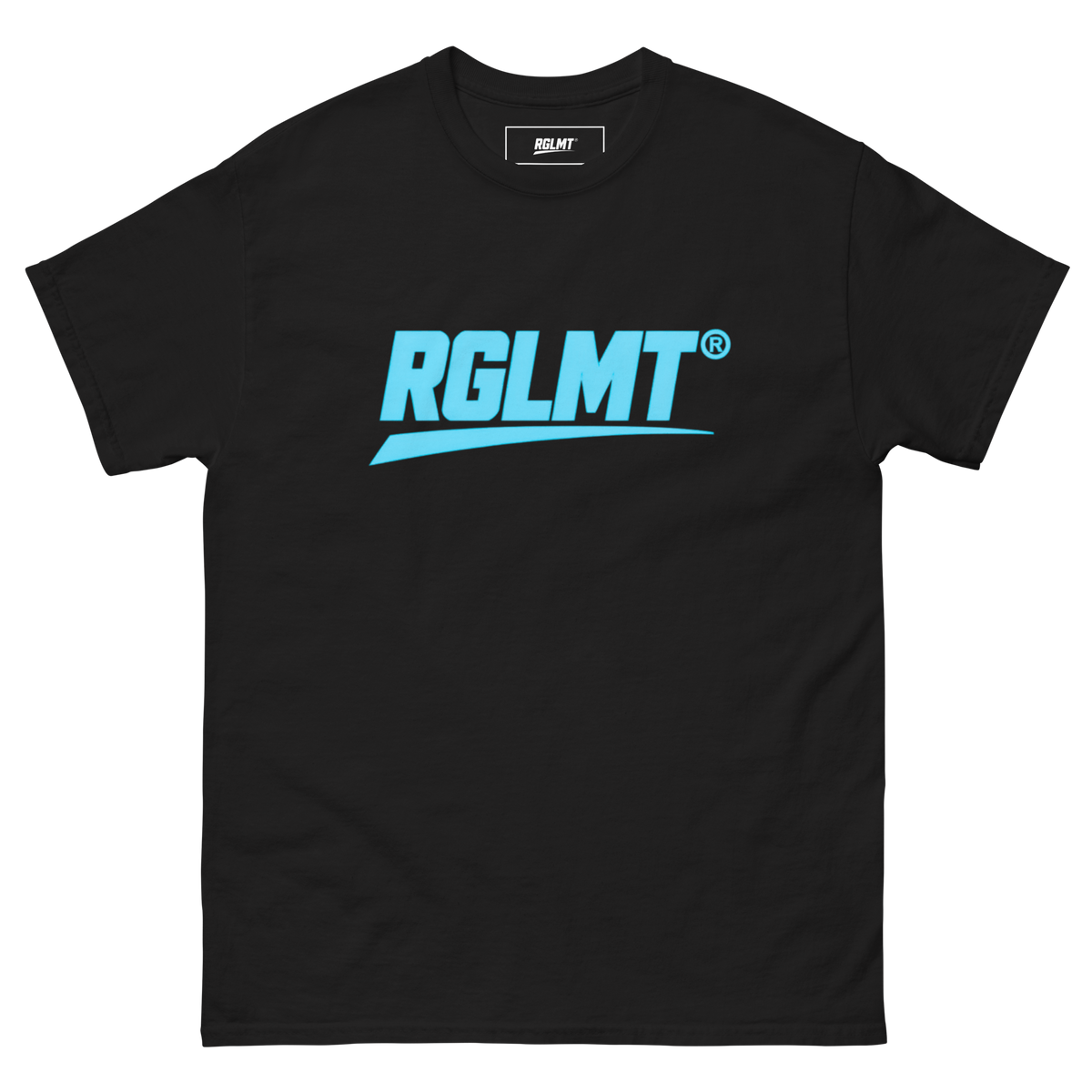 T-shirt Classic noir RGLMT, design Turquoise – vue avant