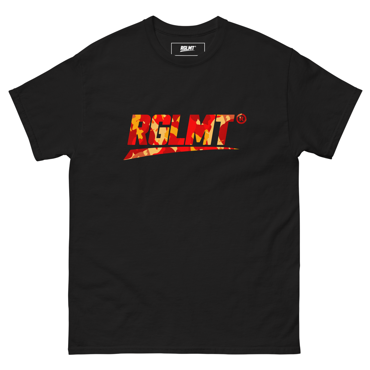 T-shirt Classic noir RGLMT, design Lava – vue avant