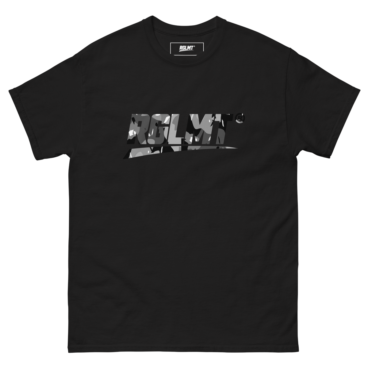 T-shirt Classic noir RGLMT, design Cendre – vue avant