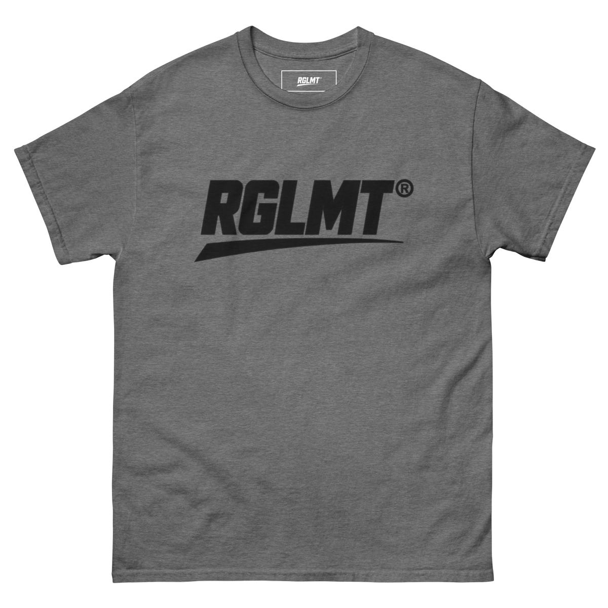 T-shirt Classic gris chiné graphite RGLMT, design Noir – vue avant