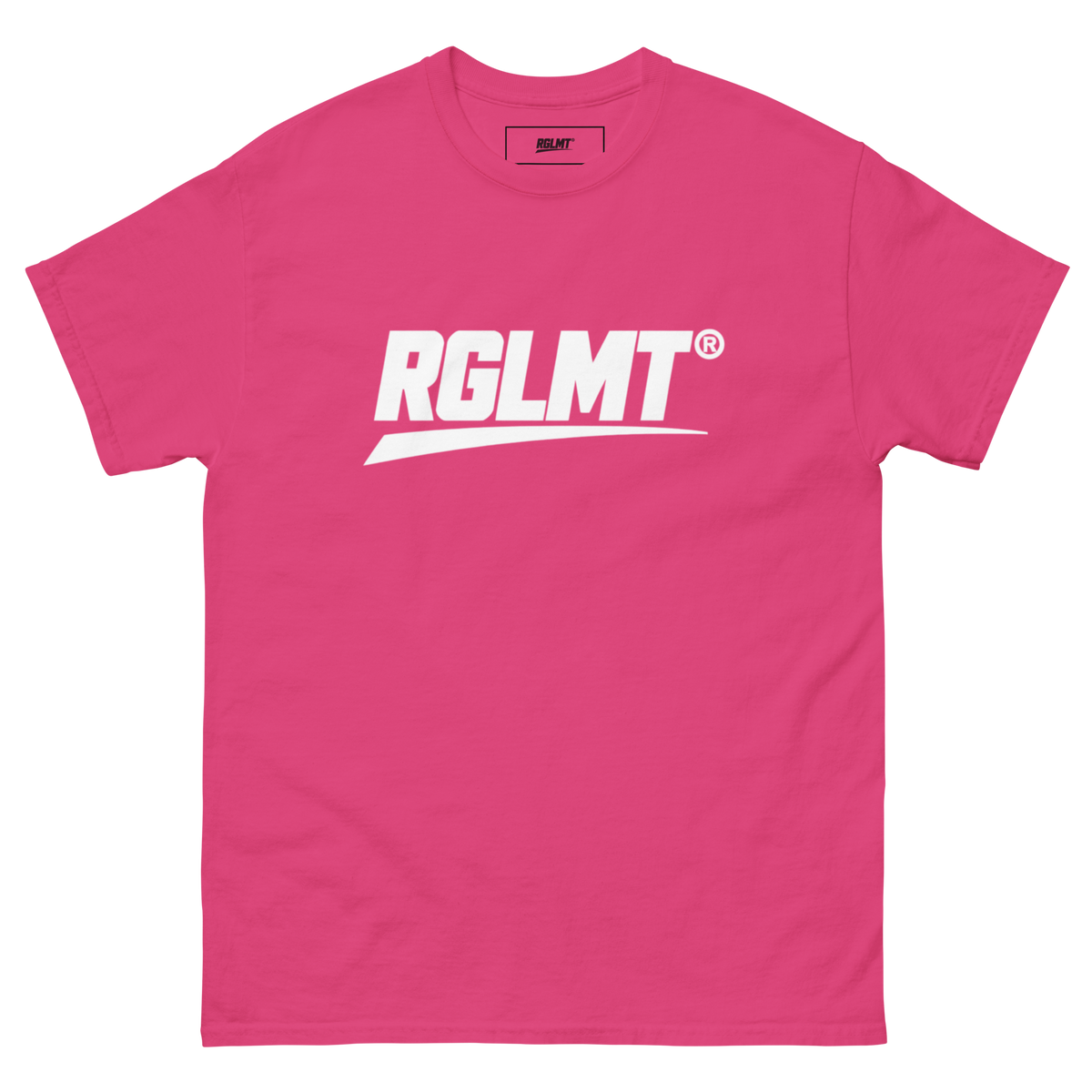 T-shirt Classic rose vif RGLMT, design Blanc – vue avant