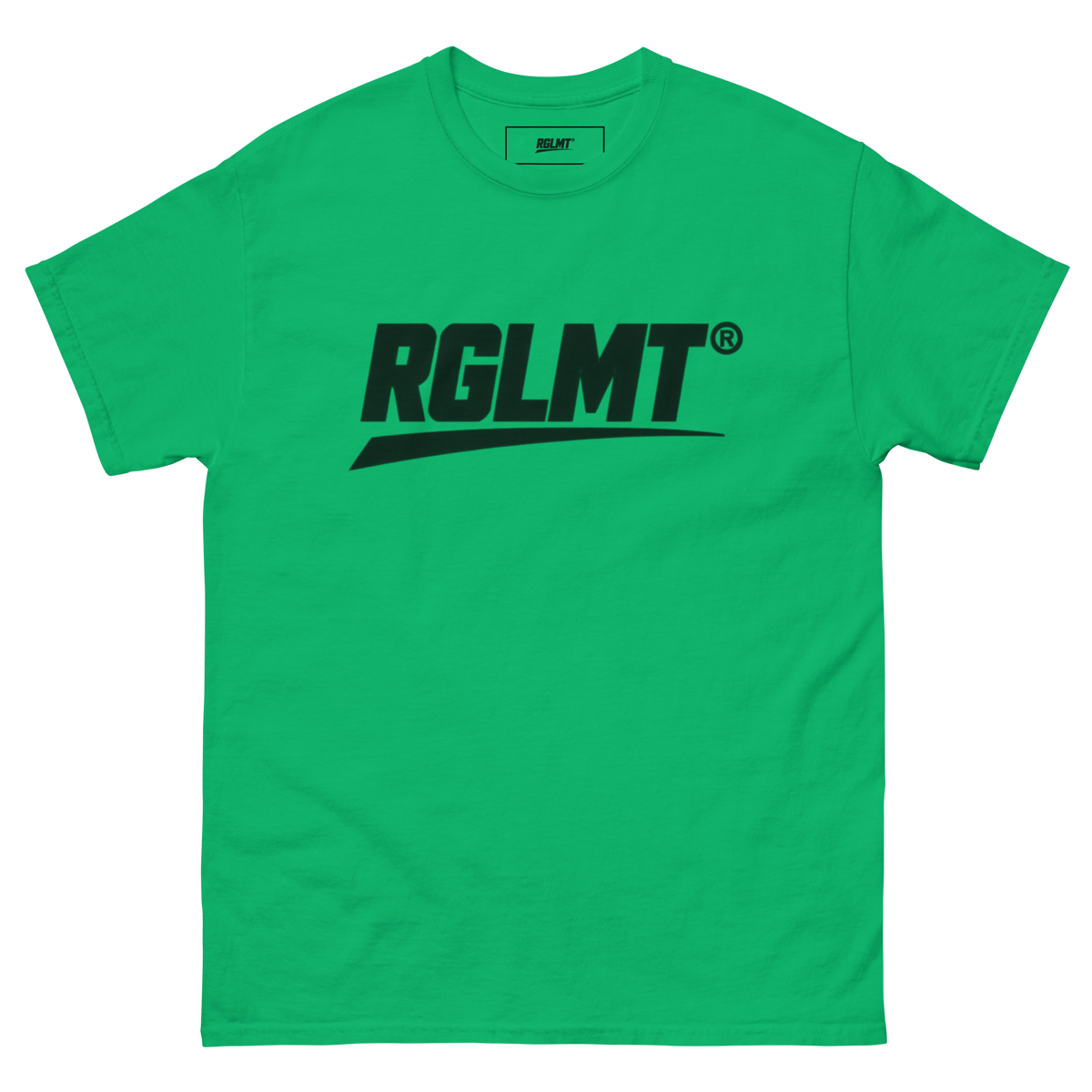 T-shirt Classic vert irlandais RGLMT, design Noir – vue avant