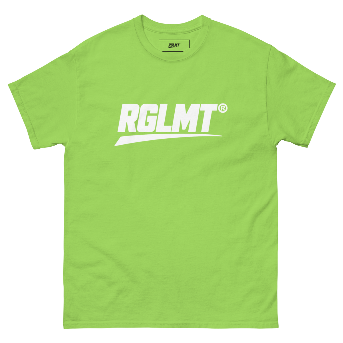 T-shirt Classic vert lime RGLMT, design Blanc – vue avant