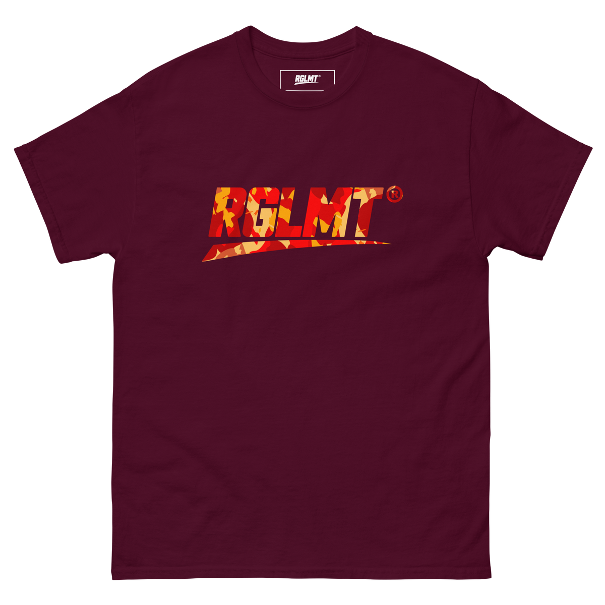 T-shirt Classic bordeaux RGLMT, design Lava – vue avant