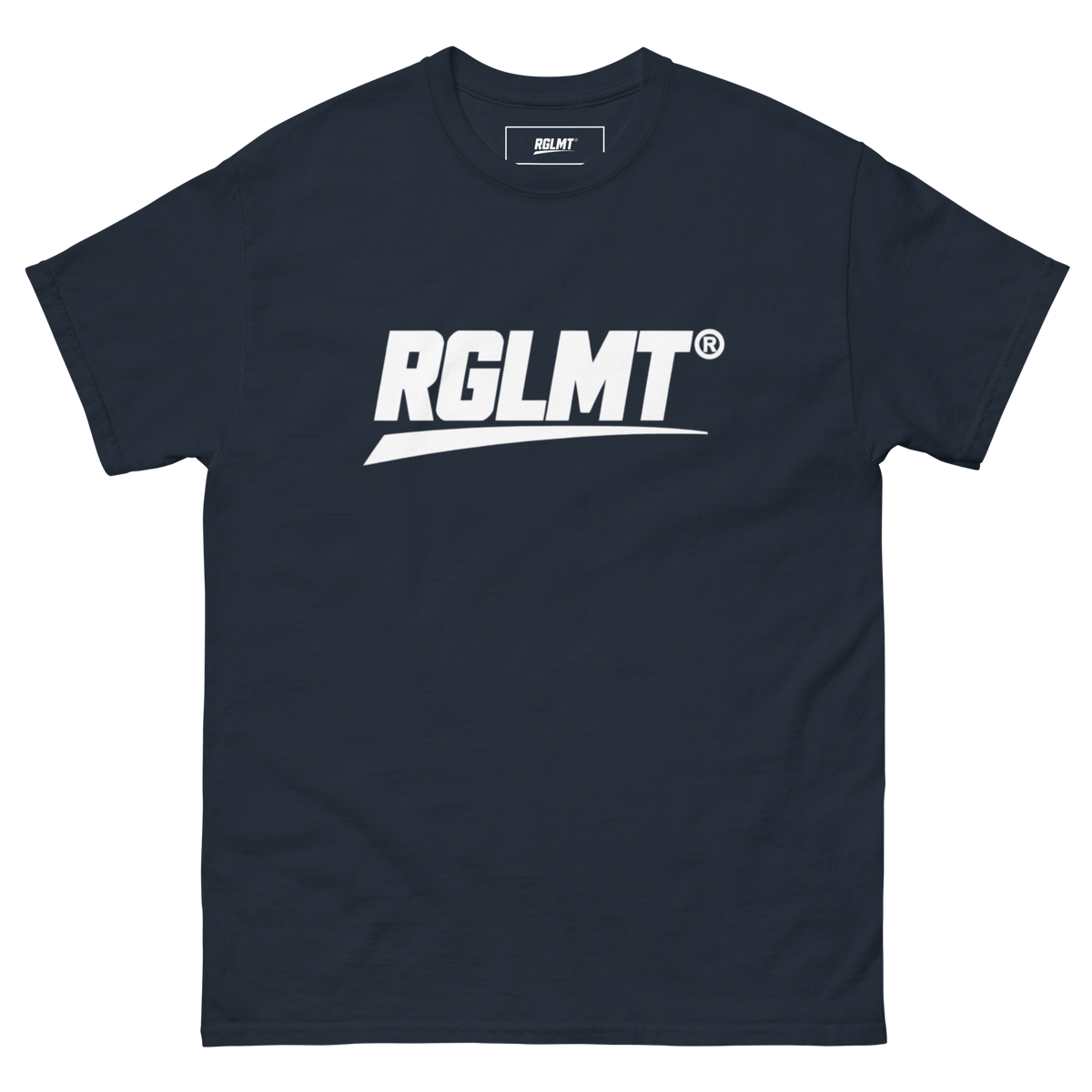 T-shirt Classic bleu marine RGLMT, design Blanc – vue avant