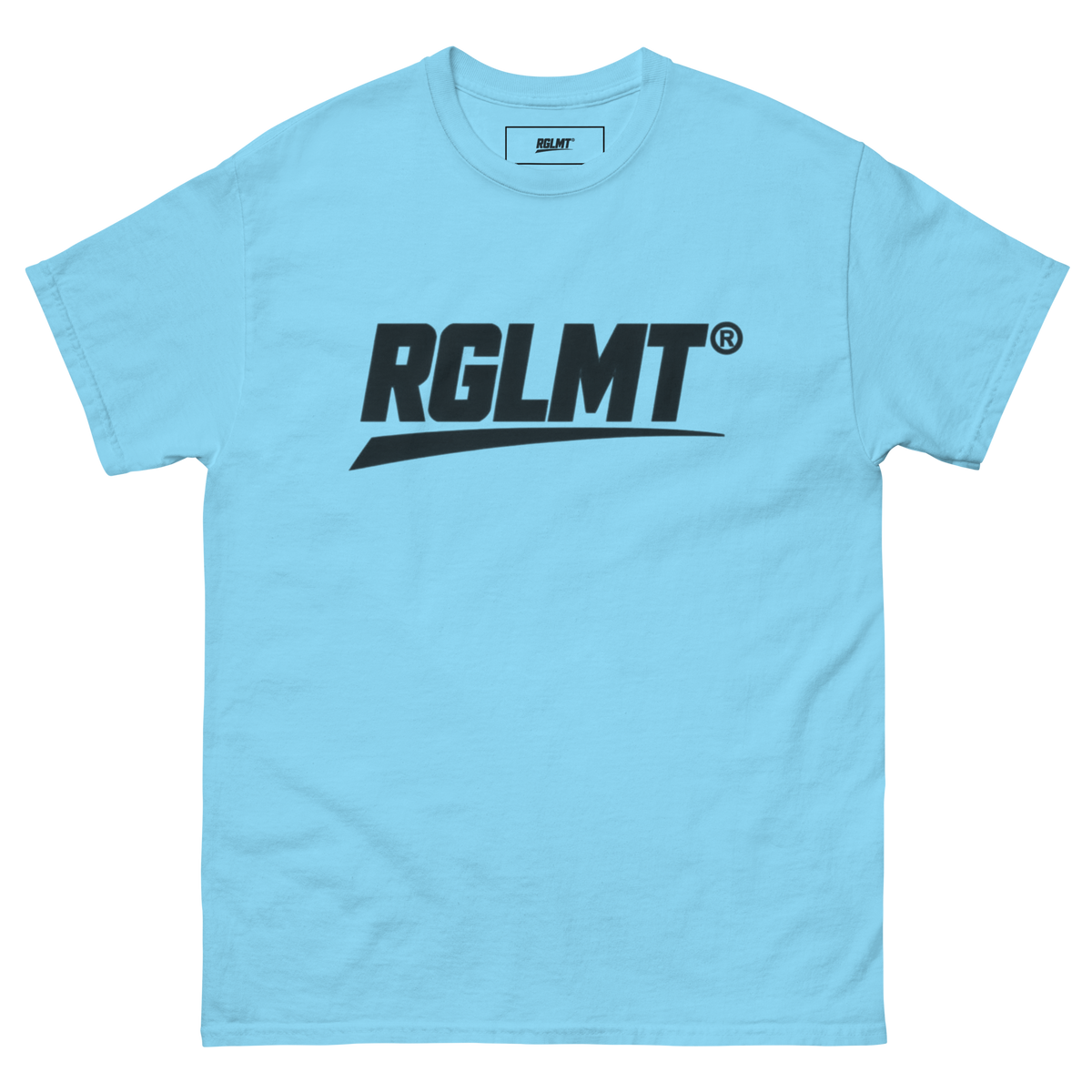 T-shirt Classic bleu ciel RGLMT, design Noir – vue avant