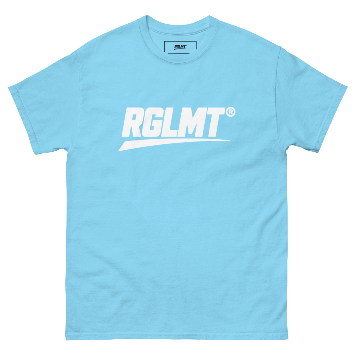 T-shirt Classic bleu ciel RGLMT, design Blanc – vue avant