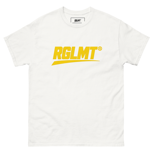 T-shirt Classic blanc RGLMT, design Jaune – vue avant
