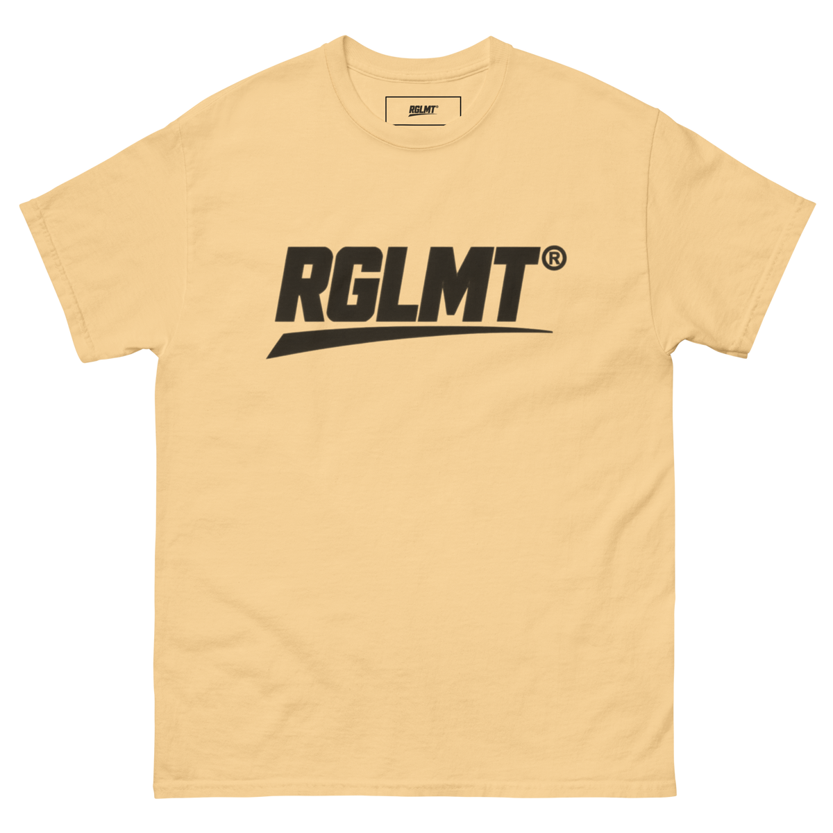 T-shirt Classic jaune pâle RGLMT, design Noir – vue avant