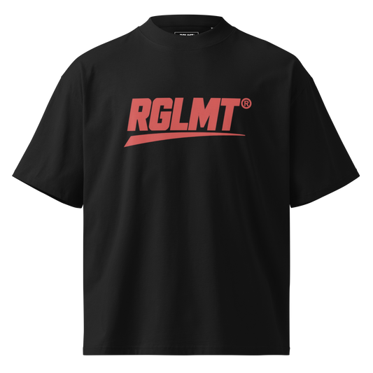 T-shirt oversize col montant noir RGLMT, design Rouge – vue avant