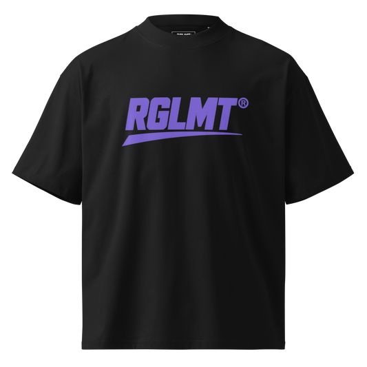 T-shirt oversize col montant noir RGLMT, design Violet – vue avant