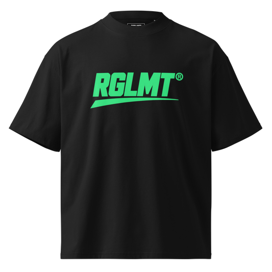 T-shirt oversize col montant noir RGLMT, design Vert – vue avant