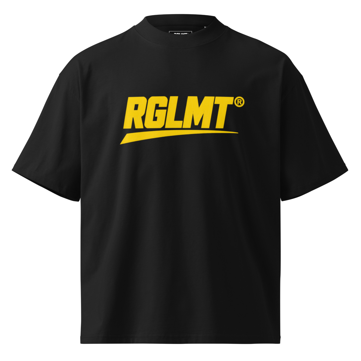 T-shirt oversize col montant noir RGLMT, design Gold – vue avant