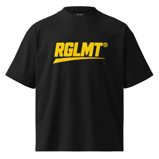 T-shirt oversize col montant noir RGLMT, design Gold – vue avant