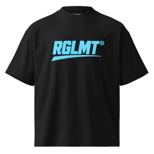 T-shirt oversize col montant noir RGLMT, design Turquoise – vue avant