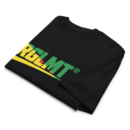 T-shirt oversize col montant noir RGLMT, design Guyane – vue avant