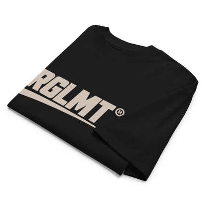 T-shirt oversize col montant noir RGLMT, design Sand – vue avant
