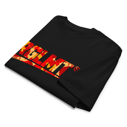 T-shirt oversize col montant noir RGLMT, design Lava – vue avant