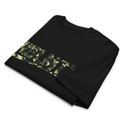 T-shirt oversize col montant noir RGLMT, design Jungle – vue avant