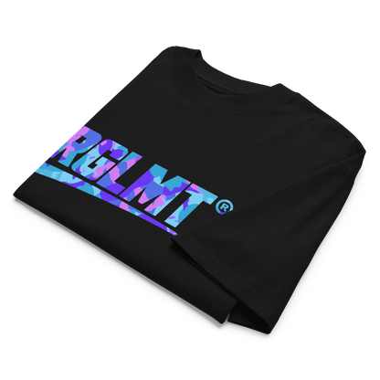 T-shirt oversize col montant noir RGLMT, design Tokyo – vue avant