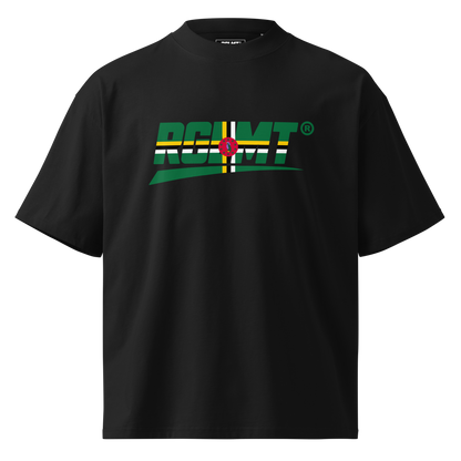 T-shirt oversize col montant noir RGLMT, design Dominique – vue avant