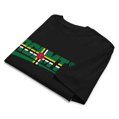 T-shirt oversize col montant noir RGLMT, design Dominique – vue avant