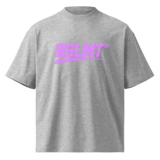 T-shirt oversize col montant gris chiné RGLMT, design Rose – vue avant