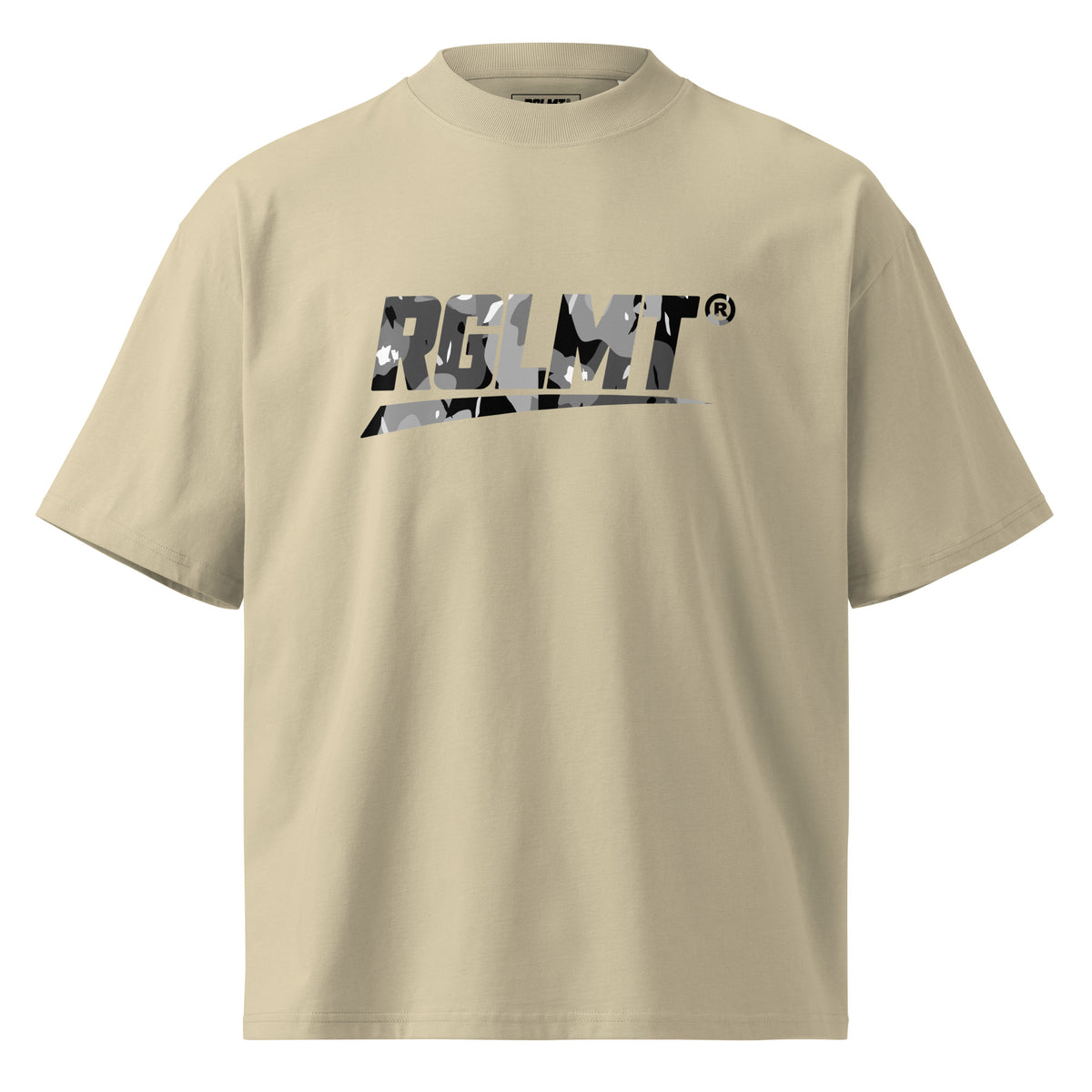 T-shirt oversize col montant pierre RGLMT, design Cendre – vue avant